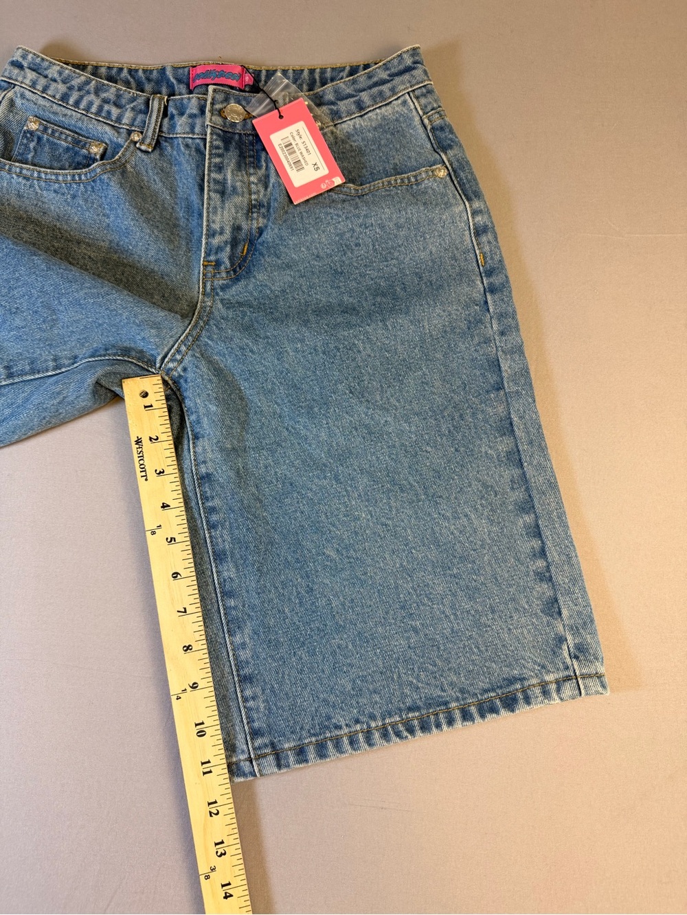 Edikted XS Women's Light Blue Denim Bermuda Shorts New With Tags - Picture 4 of 9